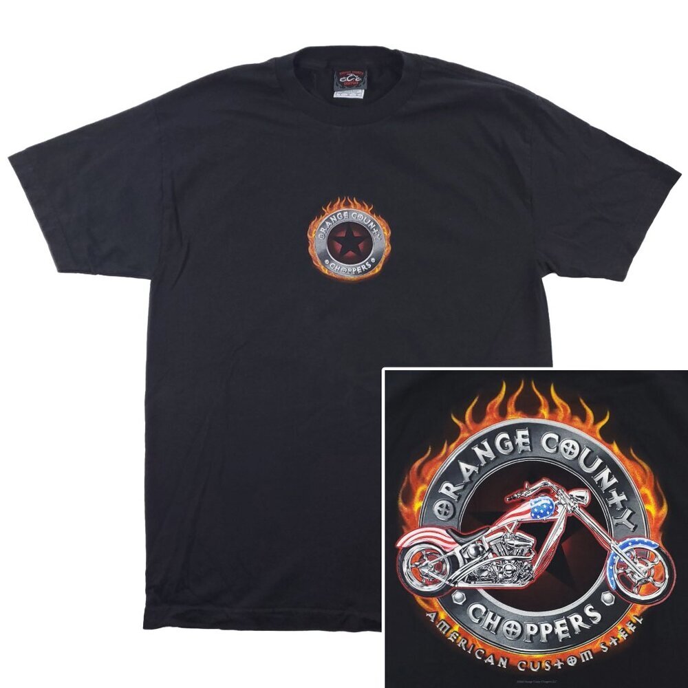Orange County Choppers Vintage T-Shirt Y2K Biker Flames Motorcycle 2000s Large